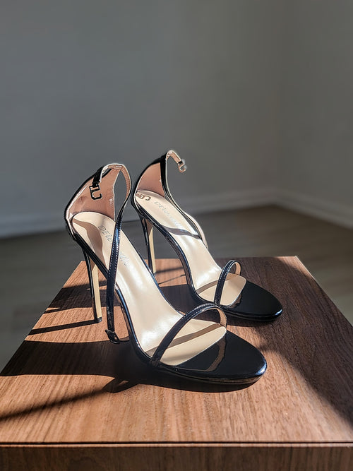 Strappy Patent Leather Sandal Heels