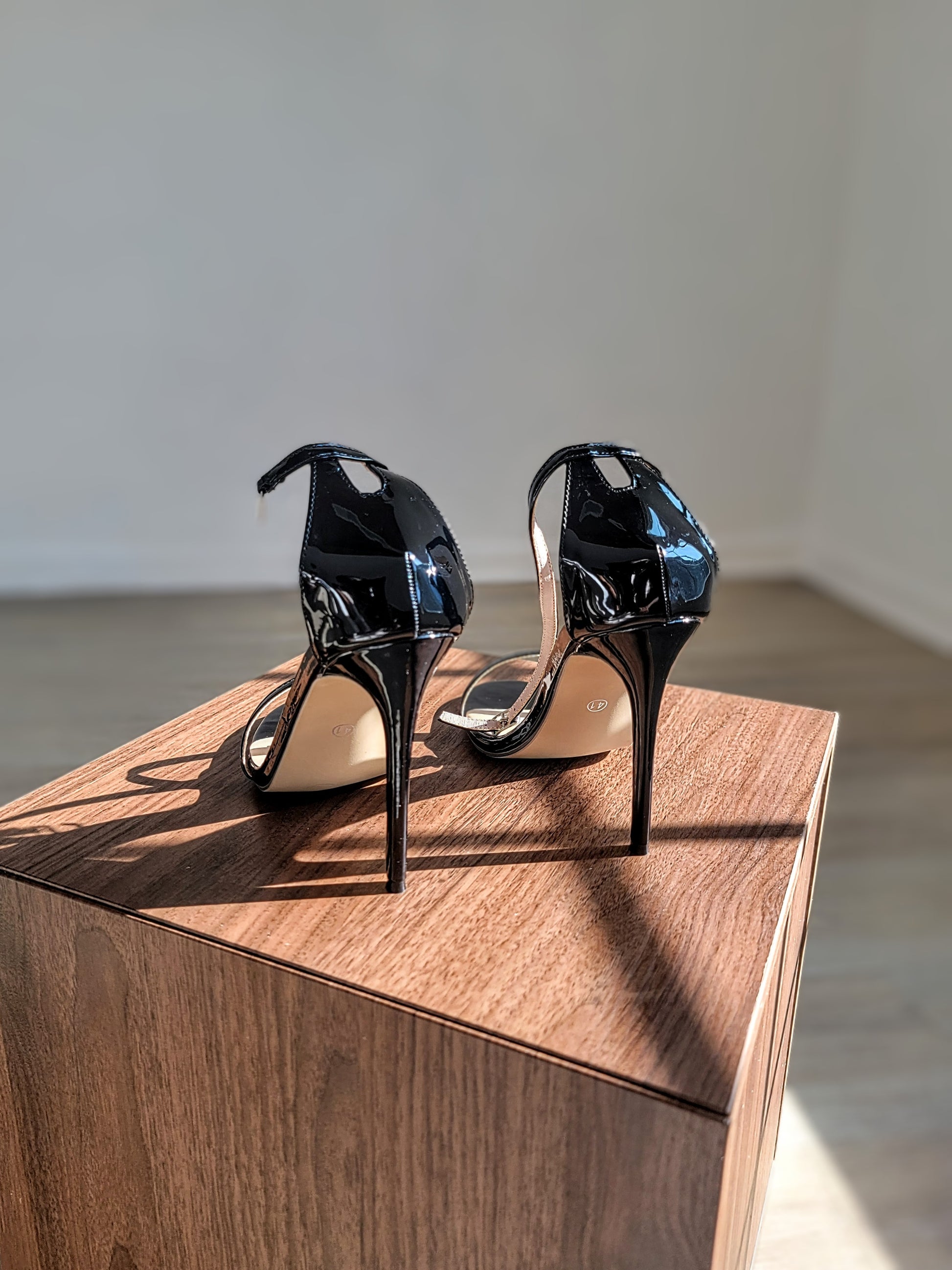Strappy Patent Leather Sandal Heels