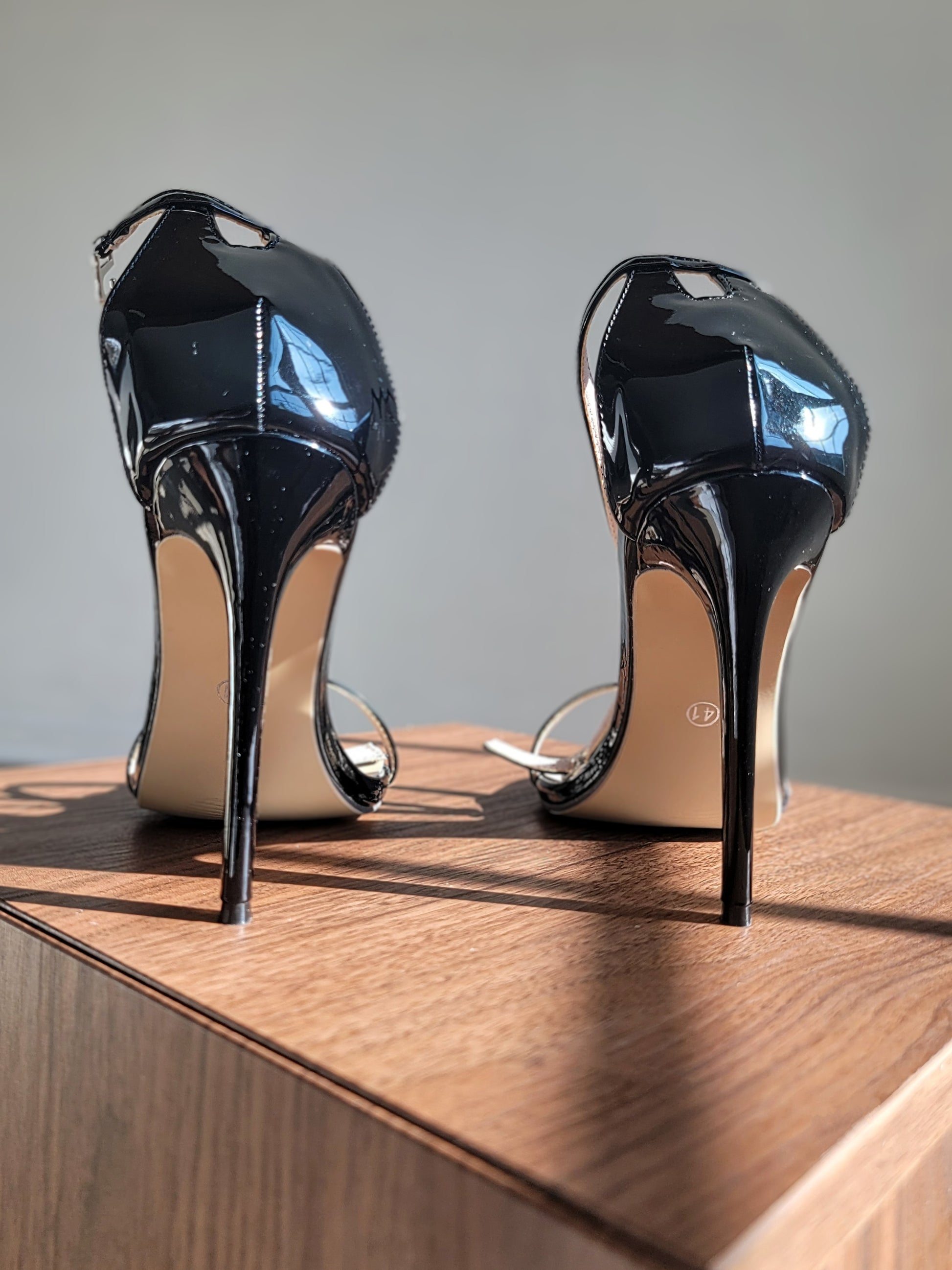 Strappy Patent Leather Sandal Heels